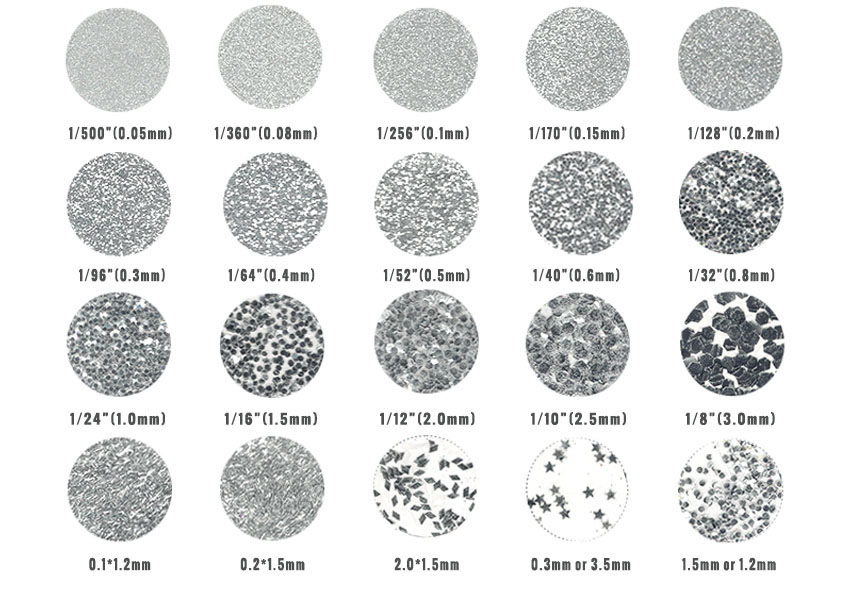 variety of size for chrome gold glitter powder