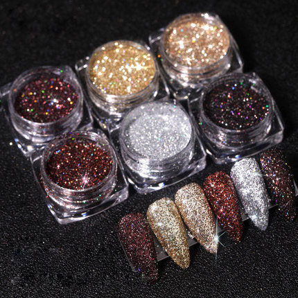 Polvo de brillo de decoración de uñas de polvo de diamante de cristal de 16  colores
