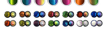 Colores brillantes: pigmentos ópticos variables versus pigmentos nacarados