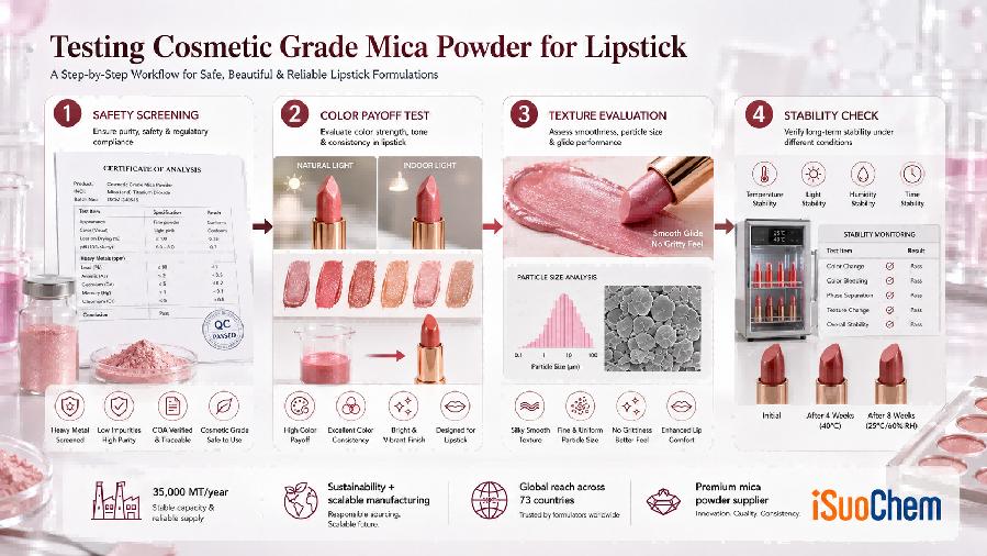 La guía definitiva para elegir polvo de mica de grado cosmético para la formulación de labiales.